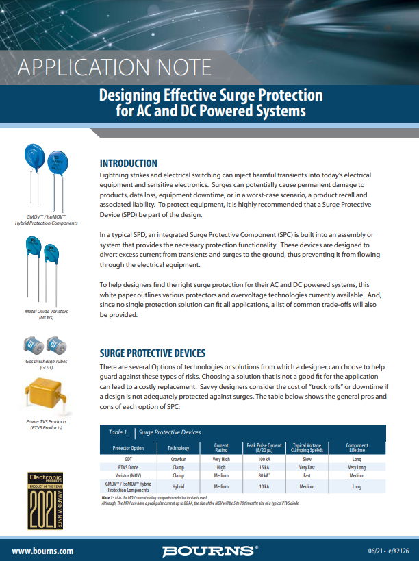 Bourns Surge Protection for AC and DC Powered Systems | TTI, Inc.